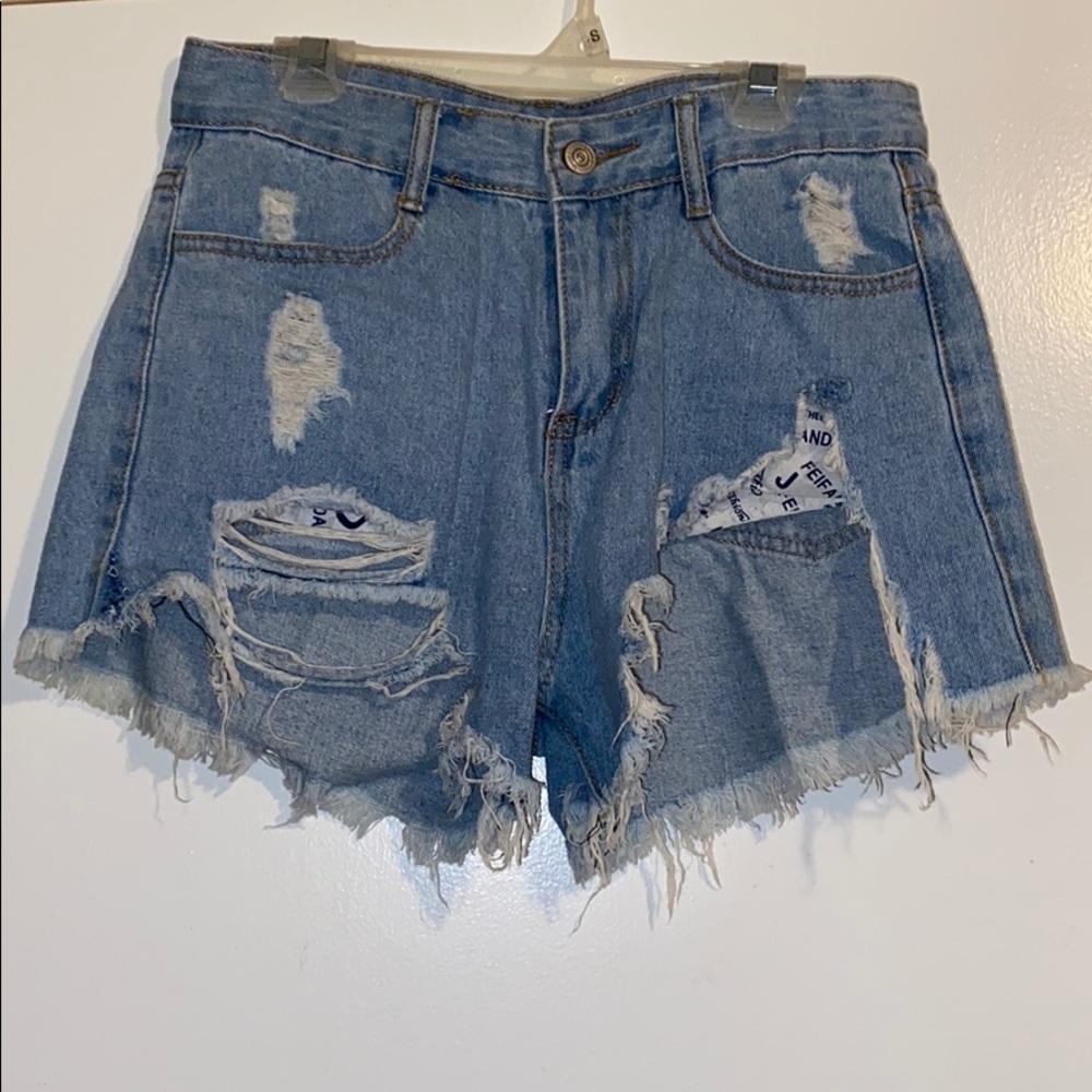 Denim Distressed short shorts